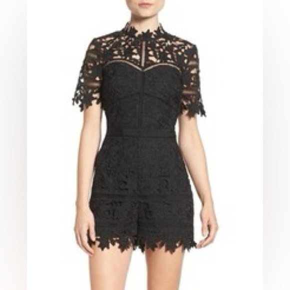 Adelyn Rae Black Lace Romper - Picture 1 of 8